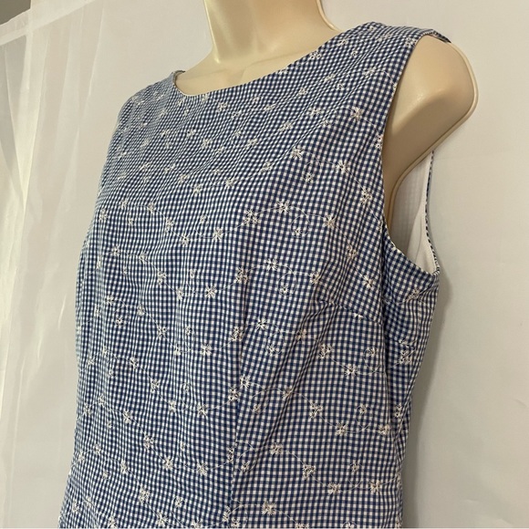 Dressbarn Cotton Blend Blue & White Embroidered Midi Dress - Picture 11 of 12